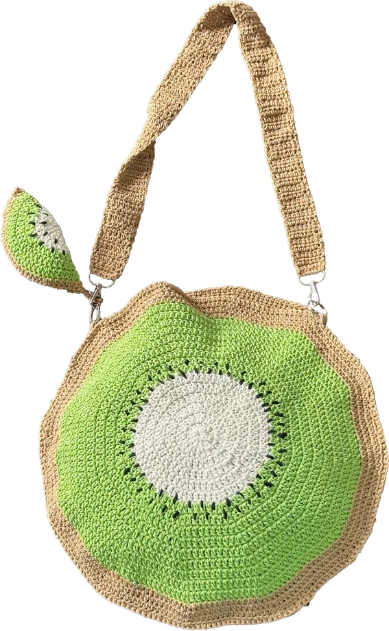 Bolso tejido inspirado en una rodaja de kiwi