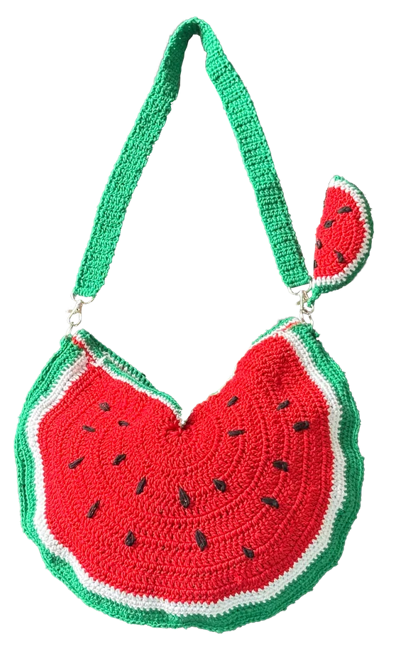 Bolso tejido inspirado en una tajada de sandía